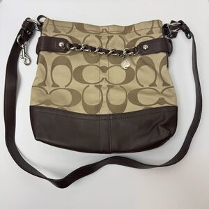 Coach Tan and Brown Shoulder Bag